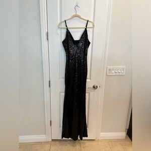 Black Sequin Evening Gown. Size L. Perfect condition.